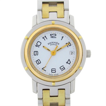 HERMES Clipper Wrist Watch CL3.240 Quartz Gold Plated Stainless Steel Used Women