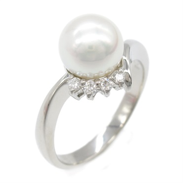 JEWELRY Akoya pearl Diamond Ring Pt900 Platinum White Used women US size 5.75