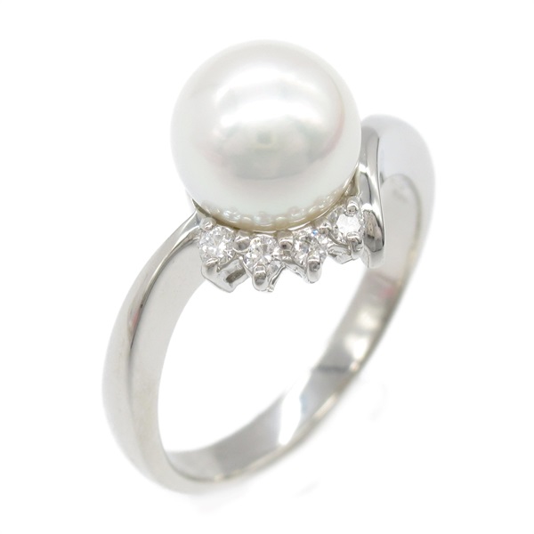 JEWELRY Akoya pearl Diamond Ring Pt900 Platinum White Used women US size 5.75
