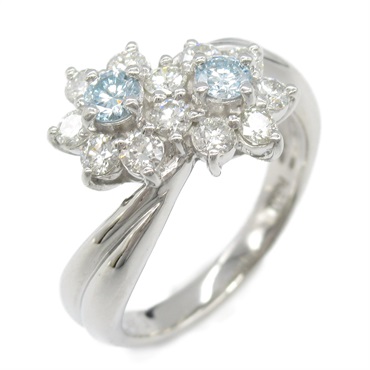 JEWELRY Diamond Ring Pt900 Platinum Blue Used women US size 5.75