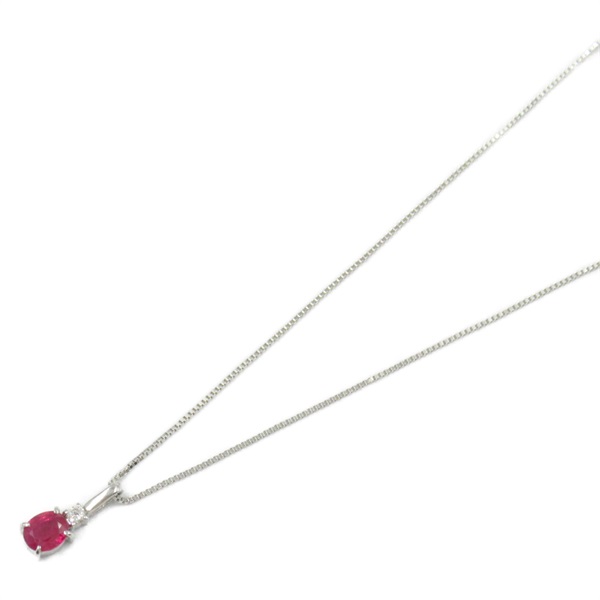 JEWELRY Ruby Diamond Necklace 18KWG White Gold Red Used Pendant women