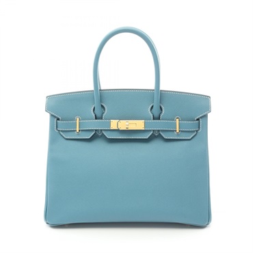 HERMES Birkin 30 New Blue jean Handbag 030520CK Togo leather Blue Used Women