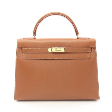 HERMES Kelly 32 Hand bag A shoulder Courchevel Brown Gold Used GHW