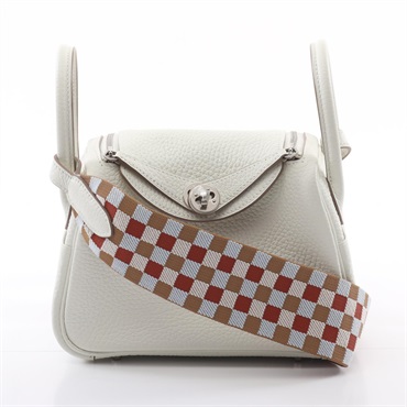HERMES Lindy Mini Verso Single Maxi quadrille Shoulder crossbody Bag U SHW nata