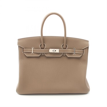 HERMES Birkin 35 Hand bag W Togo leather Etoupe Grey SHW
