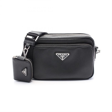 PRADA Shoulder Bag crossbody 2VH170 leather Black Used mens SHW logo