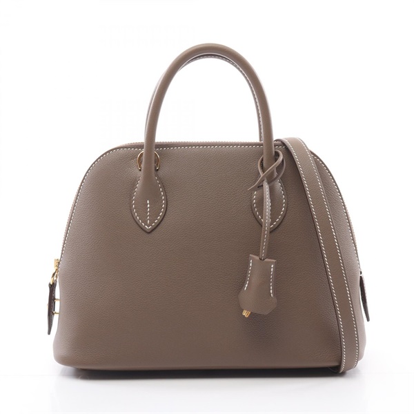 HERMES Bolide 1923 25 2way Handbag Evercolor leather Etoupe Grey Used B GHW