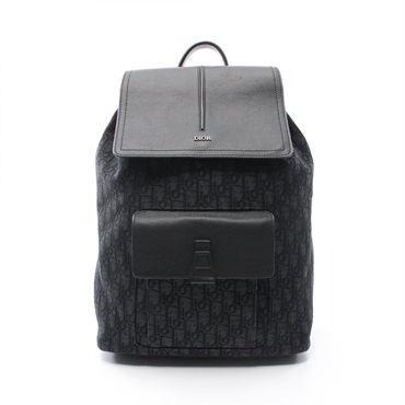 Dior MOTION Oblique Rucksack Backpack canvas leather Black Used mens