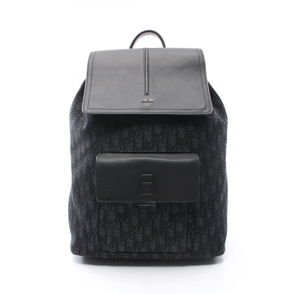 Dior MOTION Oblique Rucksack Backpack canvas leather Black Used mens