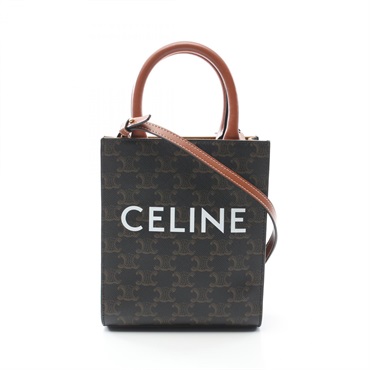 CELINE Mini Vertical Cabas 2way Handbag 194372 canvas leather Black Used women