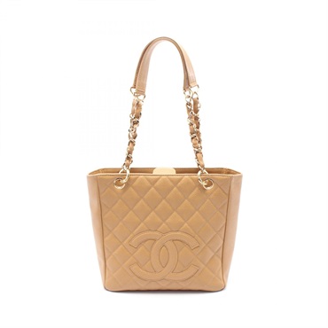 CHANEL Matelasse PST Chain Tote Bag A50994 leather Beige Used Women GHW CC Coco