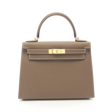 HERMES Kelly 28 2way Hand shoulder bag B Epsom Etoupe Grey Used GHW
