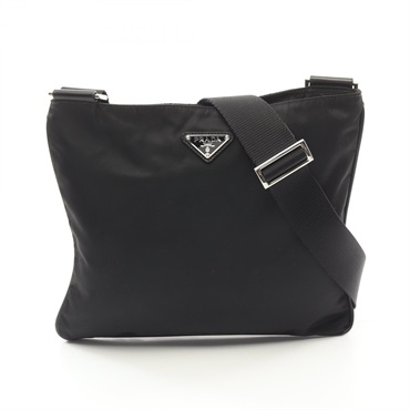 PRADA TESSUTO SAFFI Shoulder Bag VA0053 Nylon leather Black Used Women crossbody