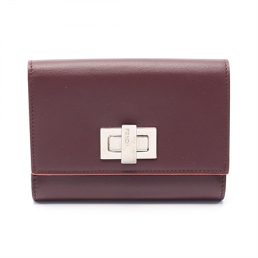 FENDI Peekaboo Bi-fold wallet leather Bordeaux Used Women