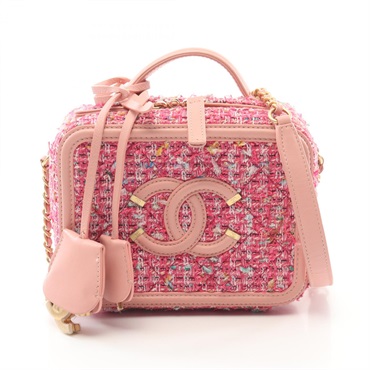 CHANEL CC Figley Vanity Shoulder Bag A93342 Fabric leather Pink Used Women GHW