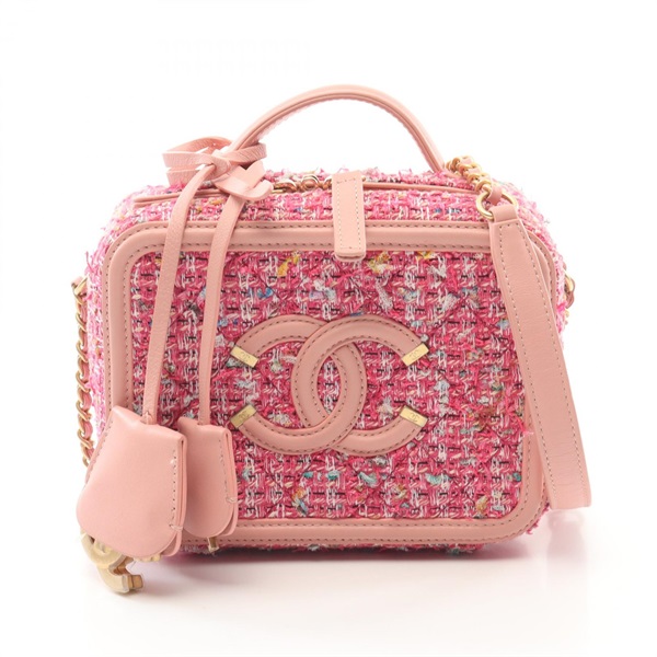CHANEL CC Figley Vanity Shoulder Bag A93342 Fabric leather Pink Used Women GHW