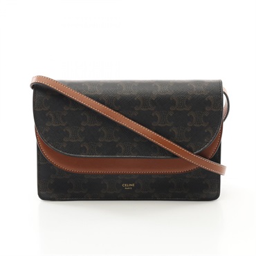 CELINE Shoulder Bag 10D852CG9.04LU canvas leather Black Brown Used Women