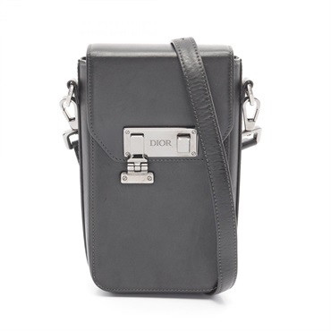 Christian Dior Rock Vertical Pouch Shoulder Bag leather Black Used Women SHW