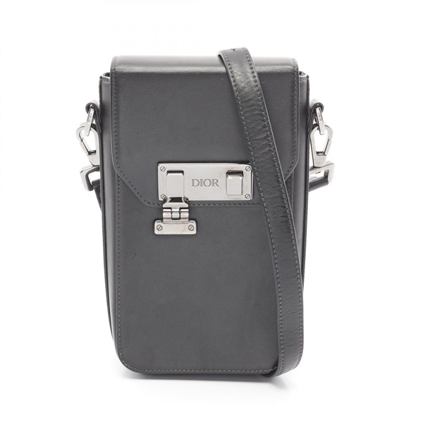 Christian Dior Rock Vertical Pouch Shoulder Bag leather Black Used Women SHW