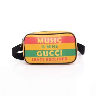 GUCCI SONY MUSIC Bum Belt Waist bag 602695 leather Yellow Multicolor Used
