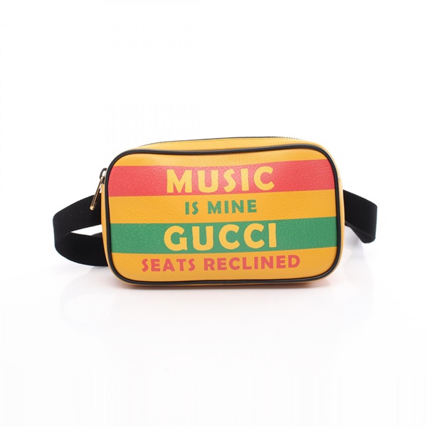 GUCCI SONY MUSIC Bum Belt Waist bag 602695 leather Yellow Multicolor Used