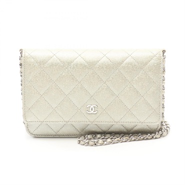 CHANEL Matelasse Chain Shoulder Bag AP0250 leather Gold Used Women SHW CC Coco