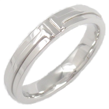 TIFFANY＆CO T TWO Narrow Ring 18KWG White Gold Used unisex US size 9.25