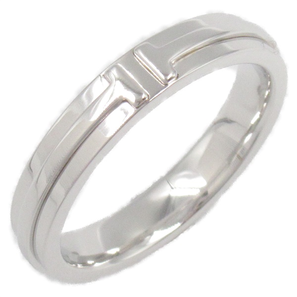 TIFFANY＆CO T TWO Narrow Ring 18KWG White Gold Used unisex US size 9.25