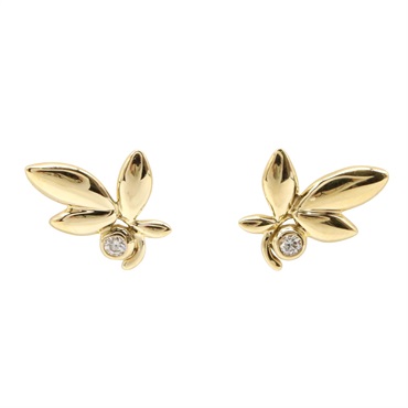 TIFFANY＆CO Paloma Picasso Olive Motif Pierced Earrings 18KYG Yellow Gold Used
