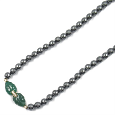 CARTIER Patiala Diamond Necklace 18KYG Gold Chalcedony Hematite Green Black Used
