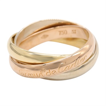CARTIER Trinity Ring 18KYG RG WG Yellow White Rose Gold used US size 6.25 #53