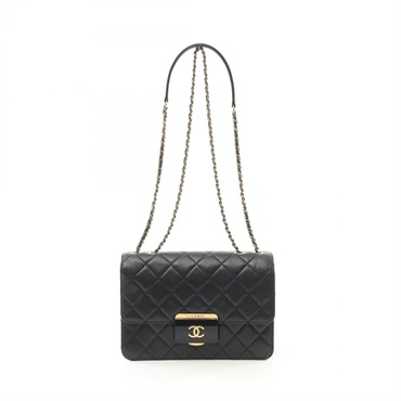 CHANEL Matelasse single flap Shoulder Bag A93222 Lamb leather Black Used GHW CC