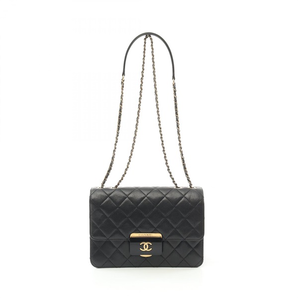 CHANEL Matelasse single flap Shoulder Bag A93222 Lamb leather Black Used GHW CC