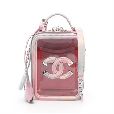 CHANEL CC filigree Chain Shoulder Bag Patent leather Plastics Pink Used SHW CC