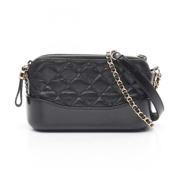CHANEL Gabrielle Chain Shoulder Bag A94505 leather Black Used Women GHW CC Coco