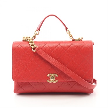 CHANEL Matelasse chain Shoulder crossbody Bag leather Red Used GHW