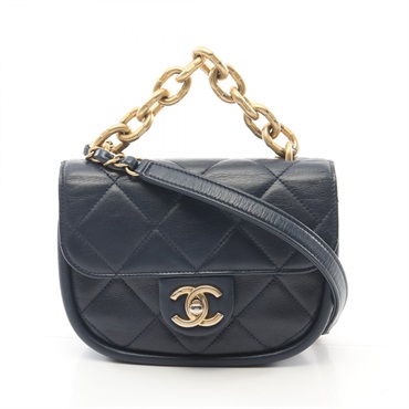 CHANEL Matelasse chain crossbody Shoulder Bag AS2721 Lambskin Navy Used GHW