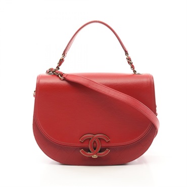 CHANEL Matelasse crossbody Shoulder Bag leather Red Used