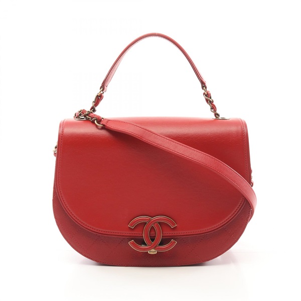CHANEL Matelasse crossbody Shoulder Bag leather Red Used