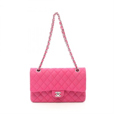 CHANEL Matelasse W flap chain Shoulder Bag A01112 leather Pink Used SHW