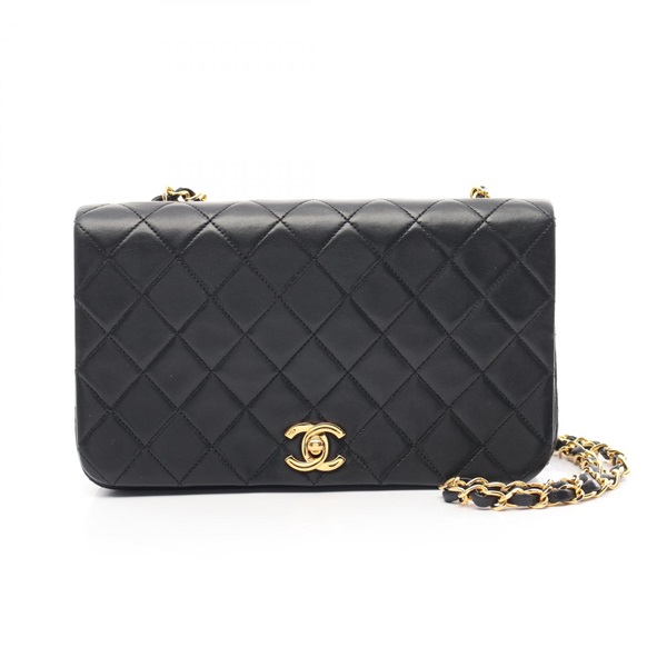 CHANEL Full flap Matelasse chain Shoulder Bag A02500 Lambskin Black Used GHW