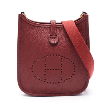 HERMES Evelyne TPM Shoulder Bag W 085945CC Taurillon Clemence Rouge H GHW