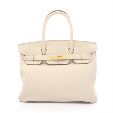 HERMES Birkin 30 Hand bag Z 027633CC Taurillon Clemence craie Used GHW