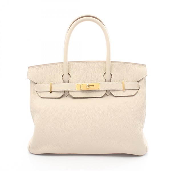 HERMES Birkin 30 Hand bag Z 027633CC Taurillon Clemence craie Used GHW