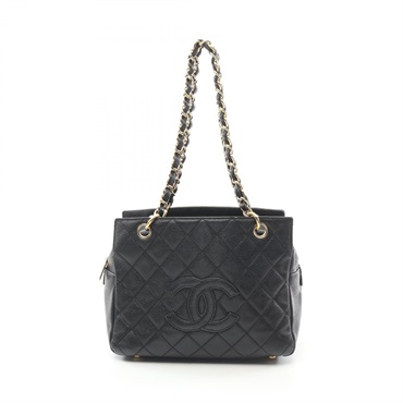 CHANEL Matelasse chain tote Shoulder Bag A18004 leather Black Used GHW