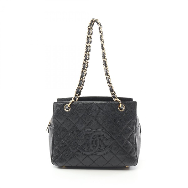 CHANEL Matelasse chain tote Shoulder Bag A18004 leather Black Used GHW