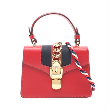 GUCCI Sylvie Sherry Line Handbag 470270 leather Red Multicolor Used Women GHW