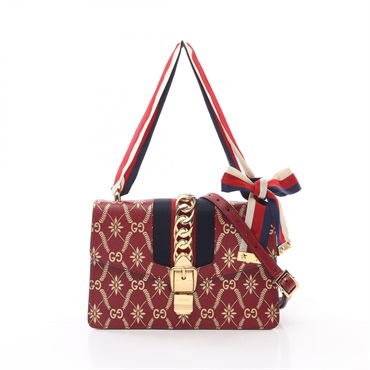 GUCCI Sylvie Sherry Line 2way Shoulder Bag 524405 leather Red Multicolor Used