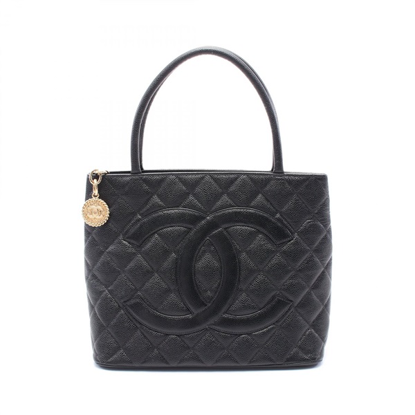 CHANEL Medallion tote Bag A01804 leather Black Used GHW