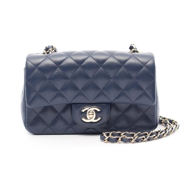 CHANEL Mini Matelasse 20 chain Shoulder Bag A69900 leather Navy Used GHW